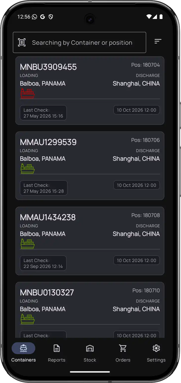 ReeferControl Android Mobile App — Reefer Monitoring List