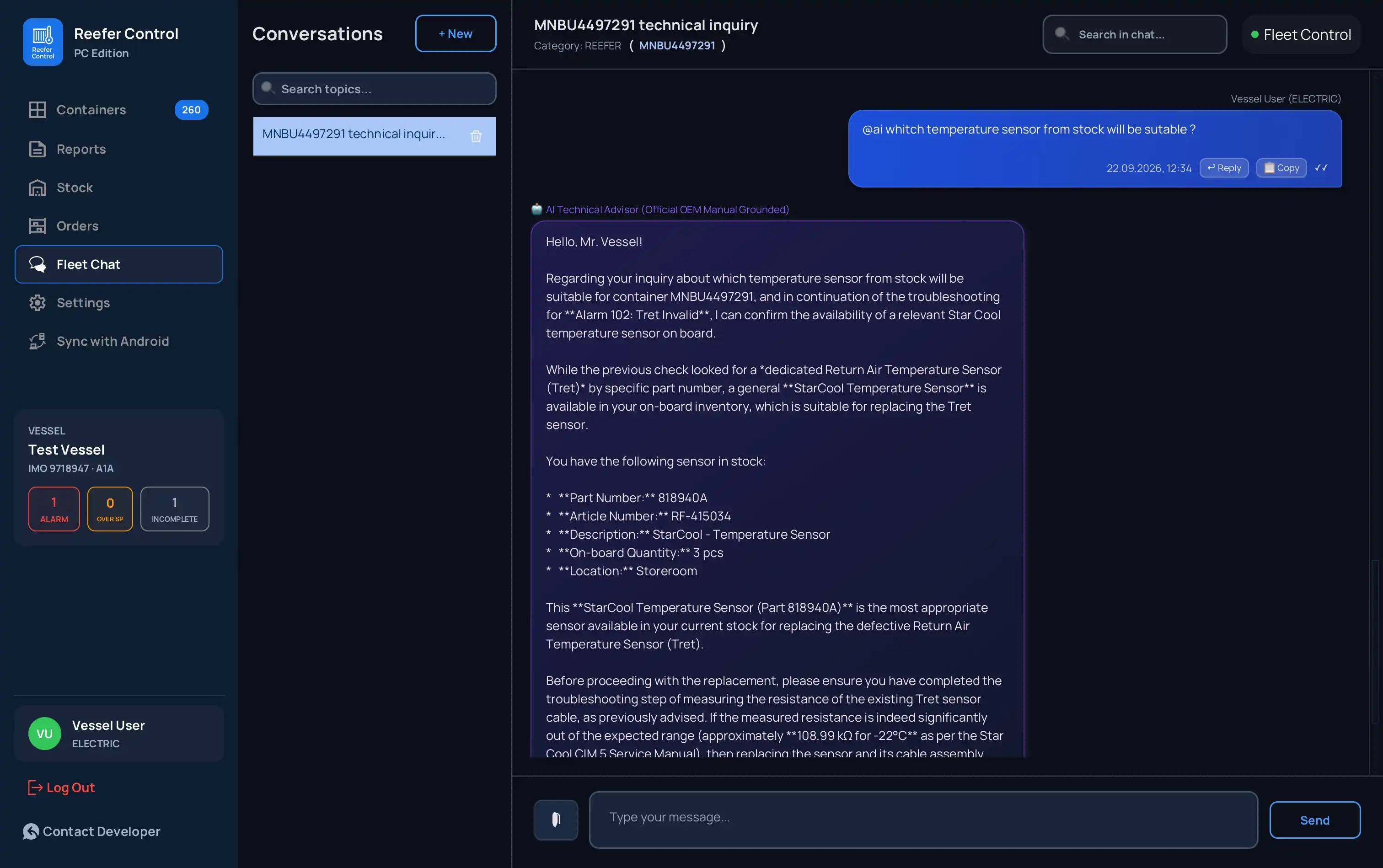 ReeferControl PC Hub — AI Technical Advisor