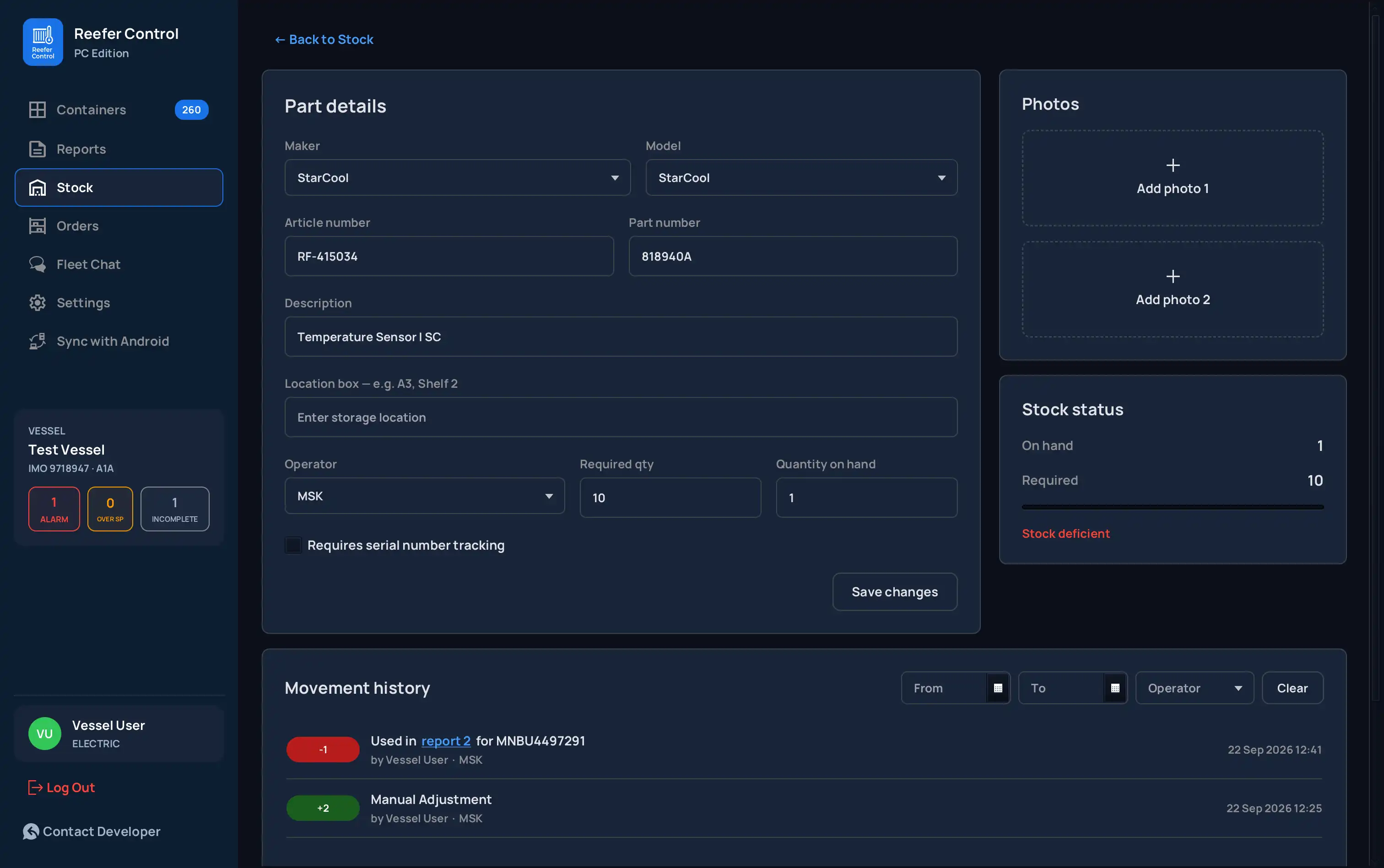 ReeferControl PC Hub — Spare Part Specifications & Bins